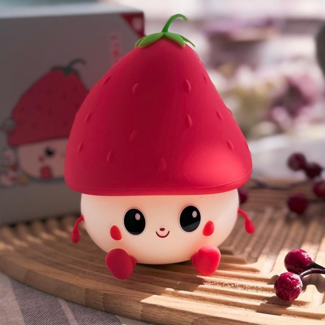Cute Silicone LED Night Light Lamps USB Rechargeable Mood Lamp - Memories InsiteSL-STRAWBERRY-RED